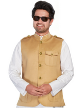 Cotton Nehru Jacket for Men - Beige | WCSR1137KH