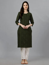 Green Straight Embroidered Kurti-1005