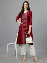 Maroon Straight Embroidered Kurti-1006