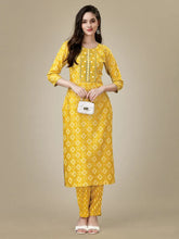 Yellow Embroidered Women Kurta Pant Set-Yellow1009