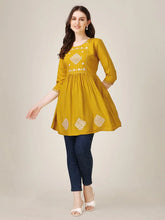 Yellow Embroidered Women Top-1050
