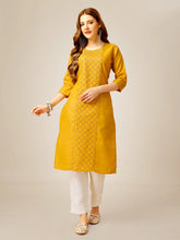 Yellow Embroidered Women Kurta Pant Set-Yellow1051