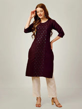 Purple Embroidered Women Kurta Pant Set-Darkpurple1062