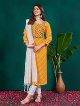 Women Kurta Pant Dupatta Set-1077YELLOW