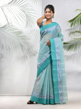 Mint Green Pure Cotton Tant Saree With Woven Designs-MA51TT43470117