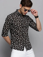 Men Black Printed Casual Shirt-DIXONPRINT-4067-Black