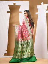 Hot Pink Silk Banarasi Saree With Ethnic Motifs And Woven Designs-MA53BSL441050020