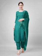 Women Kurta Pant Dupatta Set-1111Rama