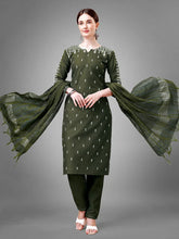 Women Kurta Pant Dupatta Set-DARKGREEN1113