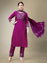 Women Kurta Pant Dupatta Set-PURPLE1115