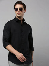 Men Black Solid Casual Shirt-SAGARPLAIN-4579-Black