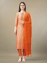 Women Kurta Pant Dupatta Set-1133ORANGE