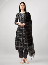 Women Kurta Pant Dupatta Set-1137BLACK