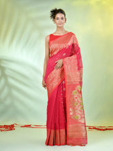 Red Cotton Saree With Zari Borders-MA64BCT401190038