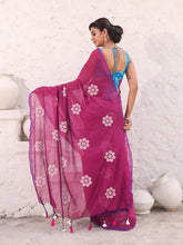 Magenta Pure Cotton Soft Saree With Floral Embroidery Work-MA54CT33580093
