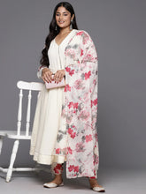 Off White Plus Size Gotta Patti Kurta with Trousers & With Printed Dupatta-AP-AHKUDUPN-COMBO-565-ICH