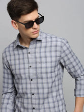 Men Grey Checked Casual Shirt-DALTONCHECKS-4100-Grey