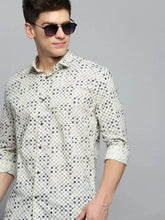 Men Cream Printed Casual Shirt-BENSEEPRINT-1993-Cream