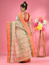 Ecru Pure Cotton Tant Saree With Woven Designs-MA51TT43540053