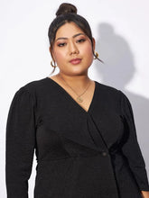 Women Black Wrap Top With Straight Pants-SFSETS95781XXL