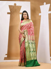 Fuchsia Silk Banarasi Saree With Ethnic Motifs And Woven Designs-MA53BSL441050021