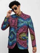 Men Pink Printed Blazer-SOBLZ-84-4-Pinkblue