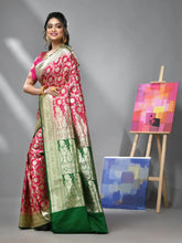 Hot Pink Silk Banarasi Saree With Zari Woven Designs-MA52BSL441050001