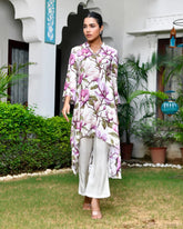 Women Cream Musline Viscose Digital Printed Cord Set-158VAASCREAM