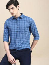 Men Blue Checked Casual Shirt-ALBACHECKS-70-Blue