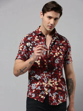 Men Maroon Printed Casual Shirt-AMEOPRINT-5264-Maroon