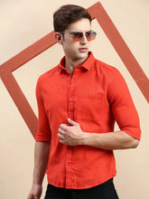 Men Orange Solid Casual Shirt-ALONZOPLAIN-5253-Orange
