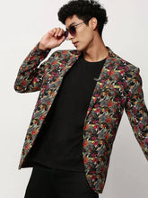 Men Black Printed Casual Blazers-SOBLZ-080-5-Black