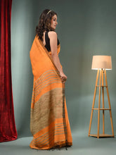 Yellow Cotton Blend Handwoven Saree With Ghicha Pallu-MA50BCT06550102