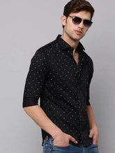 Men Black Printed Casual Shirt-BARONPRINTED-4011-Black