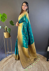 Womens Fashion Ethnic Kanjeevaram Green Color Sarees-MLSHWSA2044GRN