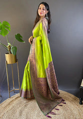 Womens Fashion Ethnic Kanjeevaram Green Color Sarees-MLSHWSA2043PSG