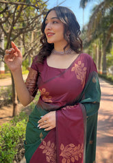 Womens Fashion Ethnic Kanjeevaram Green Color Sarees-MLSHWSA2032GRN