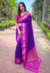 Womens Fashion Ethnic Kanjeevaram Purple Color Sarees-MLSHWSA2017PUP