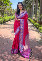 Womens Fashion Ethnic Kanjeevaram Pink Color Sarees-MLSHWSA2015PNK