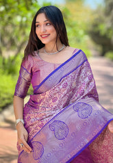 Womens Fashion Ethnic Kanjeevaram Violet Color Sarees-MLSHWSA2008VLT