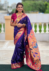 Womens Fashion Ethnic Paithani Violet Color Sarees-MLSHWSA2003VLT