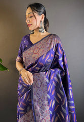 Womens Fashion Ethnic Kanjeevaram Violet Color Sarees-MLSHWSA1988VLT