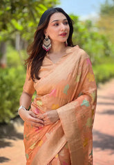 Womens Fashion Ethnic Kanjeevaram Orange Color Sarees-MLSHWSA1968ORG