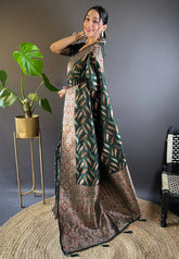 Womens Fashion Ethnic Kanjeevaram Green Color Sarees-MLSHWSA1983GRN