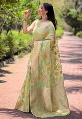 Womens Fashion Ethnic Kanjeevaram Green Color Sarees-MLSHWSA1966GRN