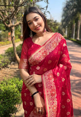 Womens Fashion Ethnic Kanjeevaram Pink Color Sarees-MLSHWSA1963PNK