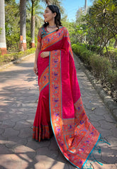 Womens Fashion Ethnic Paithani Pink Color Sarees-MLSHWSA1956PNK
