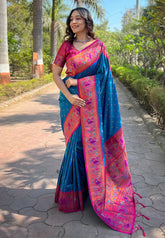 Womens Fashion Ethnic Paithani Blue Color Sarees-MLSHWSA1954BLU