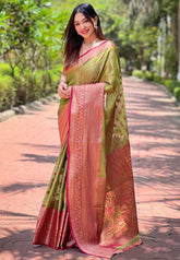 Womens Fashion Ethnic Kanjeevaram Green Color Sarees-MLSHWSA1951GRN