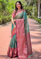 Womens Fashion Ethnic Kanjeevaram Green Color Sarees-MLSHWSA1948GRN